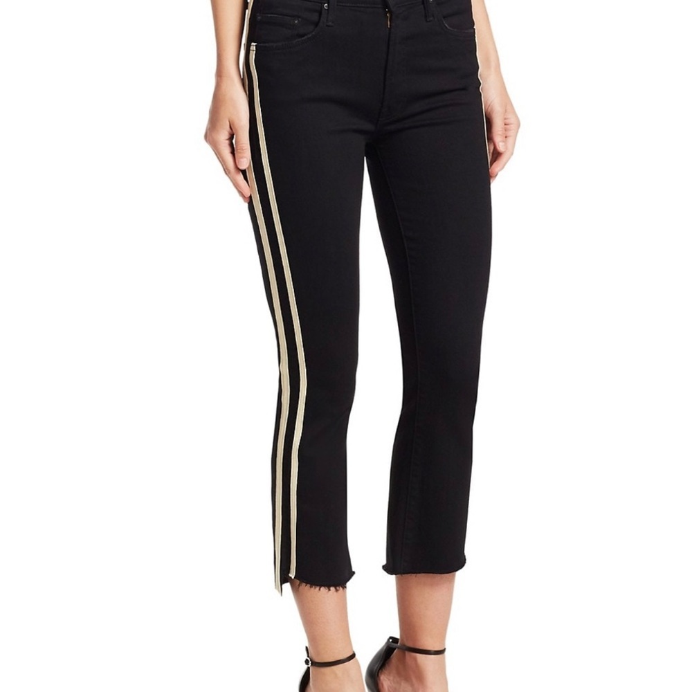 Mother The Insider High-Rise Crop Step Fray Guilty Racer Stripe Jeans Size 24